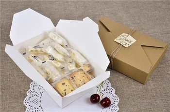 

500pcs 19.5*12.5*4cm Kraft paper cardboard gift box biscuit candy pastry package box wen6520