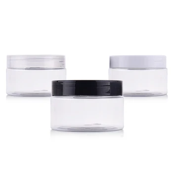 

10pcs Empty Cream Jars PET Containers 100g Plastic Clear Lotion Mask Bottle Jar Refillable for Cookies Storage Box Pot Black Cap