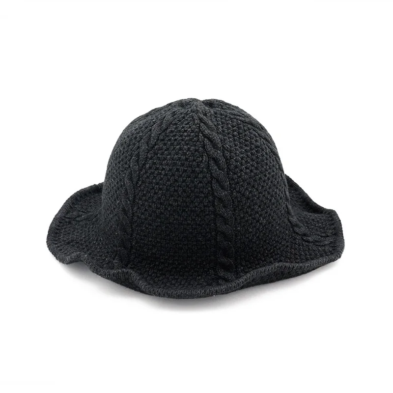 [AETRENDS] Зимняя шерстяная шапка, вязаная Панама, шапки для женщин, складная Панама, Панама, Z-5966 - Цвет: Dark Gray