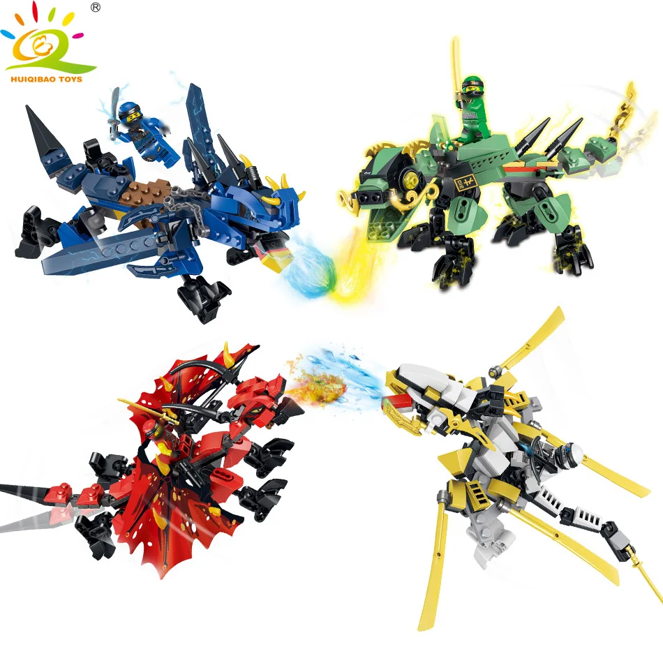 

HUIQIBAO TOYS 424pcs Movie Flying Dragon Building Blocks For Children Knight Kai Figures Bricks sets