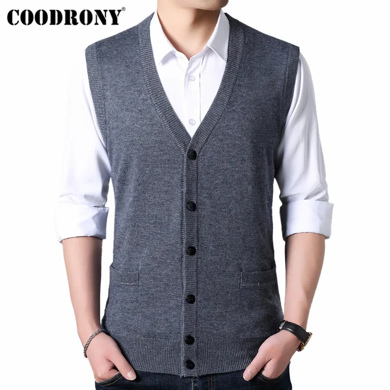 COODRONY Sweater Men Autumn Winter Warm Cashmere Wool Cardigan Men Classic Sleeveless V-Neck Mens Sweaters Cardigans Coats 91022 COODRONY Sweater Men Autumn Winter Warm Cashmere Wool Cardigan Men Classic Sleeveless V-Neck Mens Sweaters Cardigans Coats 91022