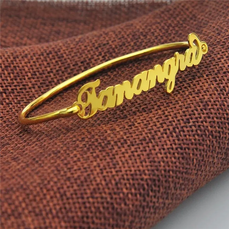 

Gold Custom Bracelet Bangle for Women Men Name Personalized Silver Plated Bracelets Bangles Fashion Hip Hop Boho Gothic Jewelry
