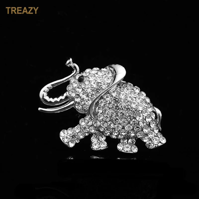 TREAZY милый слон брошь для Для женщин Для мужчин Мода Полный Украшенные стразами животных, булавки, броши День рождения рождественские