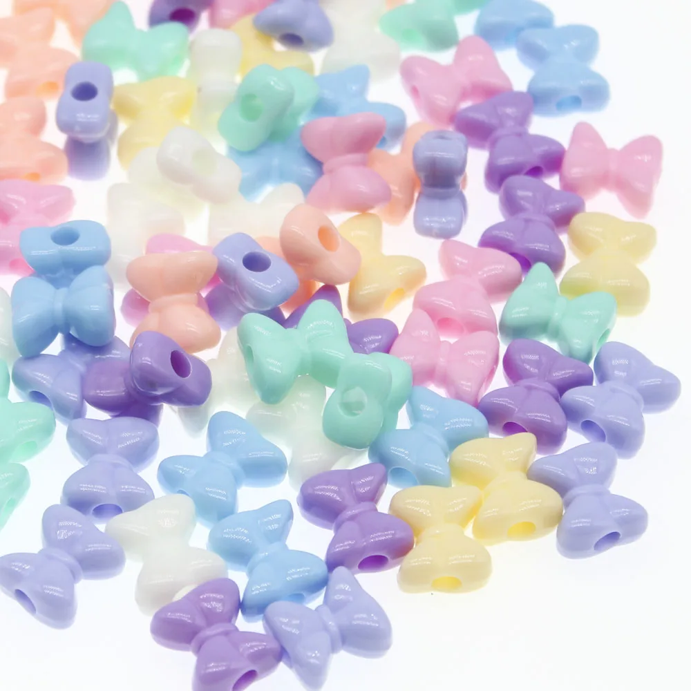 

CHONGAI 50Pcs Candy Colors Acrylic Beads Bow Beads For Jewelry Making DIY Craft & Needlework Accessories 15mm
