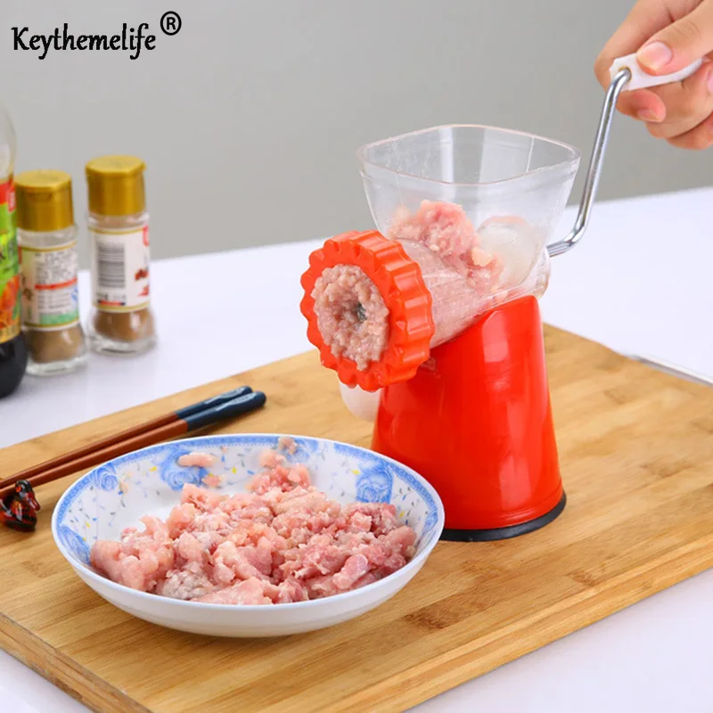 Мясорубка ручной красный цвет кухня рукоятка пластик и нержавеющая сталь лезвие