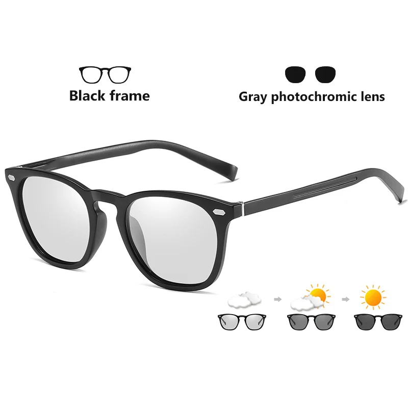 Классические ретро женские солнцезащитные очки кошачий глаз фотохромные поляризованные розовые солнцезащитные очки мужские очки Oculos gafas de sol mujer UV400 - Цвет линз: BS-Black-Tran