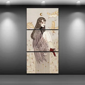 

Birds Girl Spray Oil Painting Decoration Artistic Printed Hand Drawing Canvas Printed Home Decor Framed wall art picture TP0032