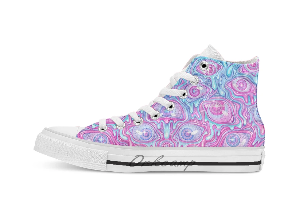 

Eyeball Pattern Version 2 Novelty Design breathable casual High Top lace-up Canvas shoes sneakers