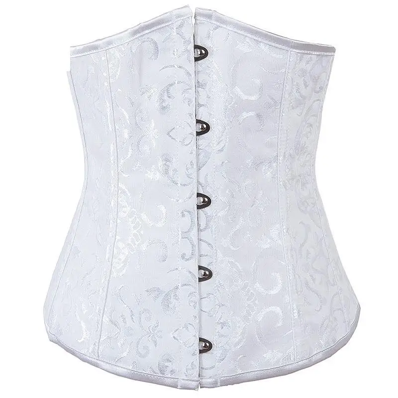 White Dobby Bridal Gothic Corselet Corset Underbust Sexy Corpetes E