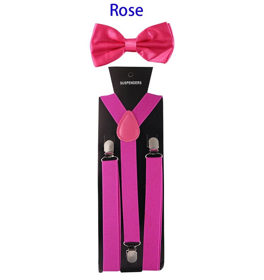 L Bow tie Suspender Set Adjustable Elastic Wedding Belt Strap Shirts Brace For Men Women - Цвет: L