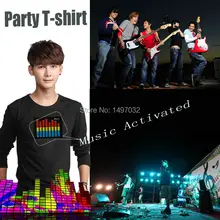 Fast shipping Unisex EL T-shirt Sound Activated Flashing cosplay Light Up Down Music Party Equalizer LED TShirt it is fantastic