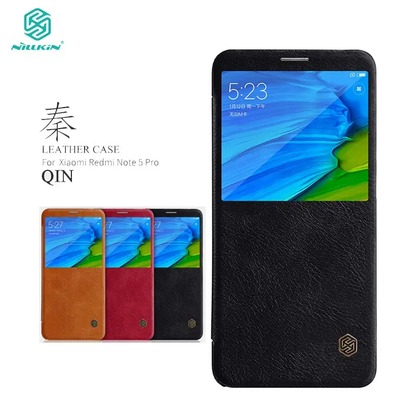 

Xiaomi Redmi Note 5 Case Nillkin Qin Series PU Leather Flip Cover Case for Global Version Xiaomi Redmi Note 5 Pro
