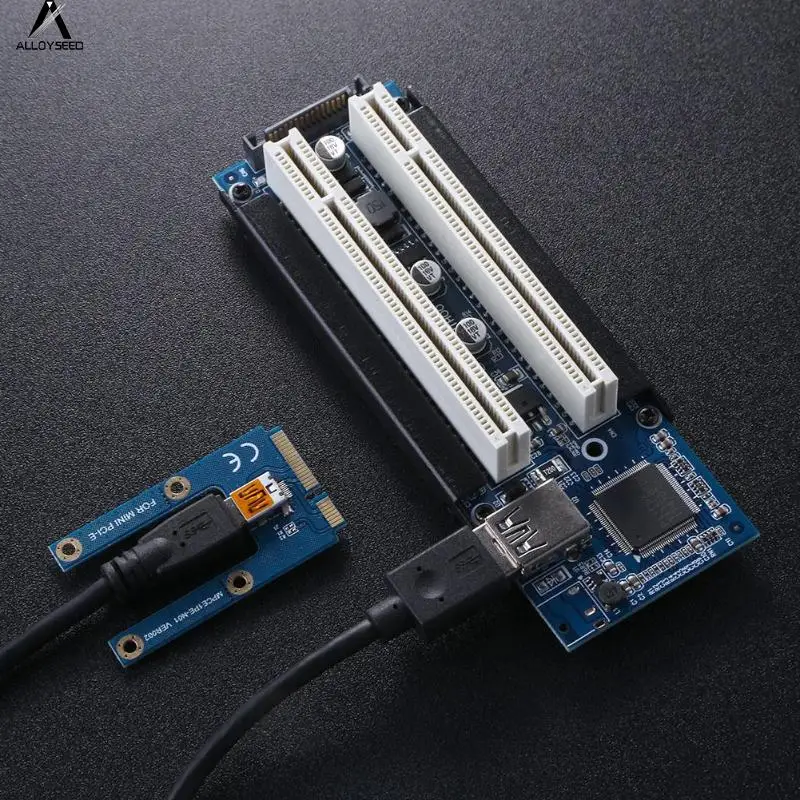 

ALLOYSEED Mini PCI-e to Dual PCI Adapter mini PCIE Riser to PCI Slot for Capture Card Gold Tax Card Sound Cards