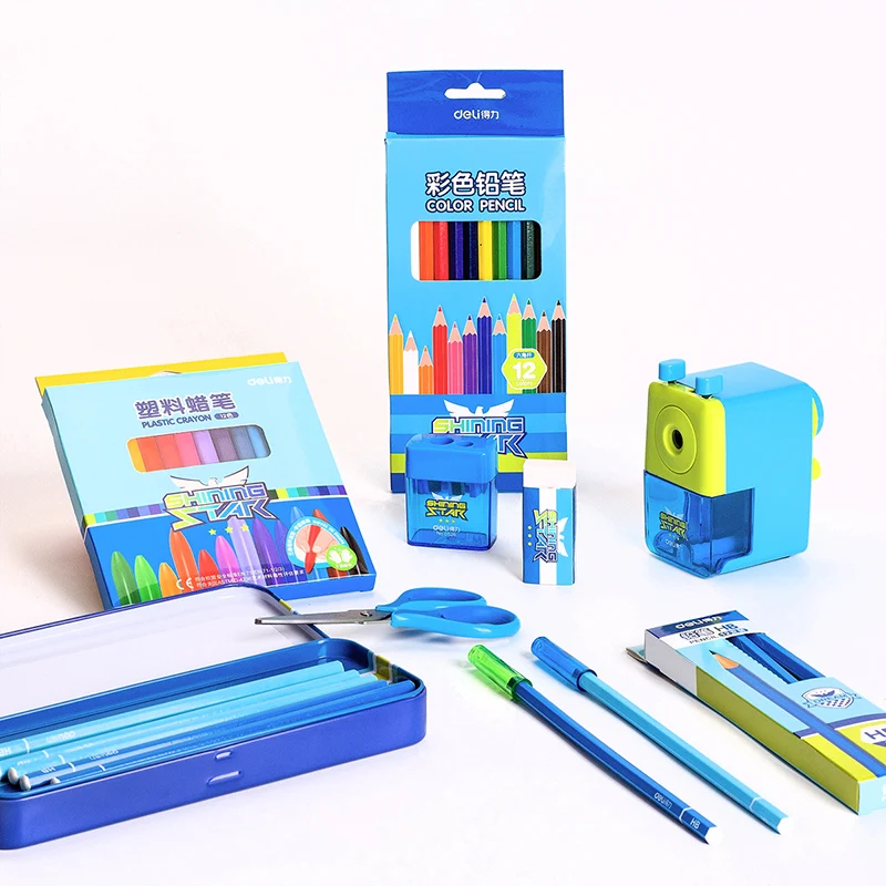 Deli 9665 студенческий детский канцелярский подарочный набор отличный подарочный набор для детей с карандашом клипер ластик цветной карандаш