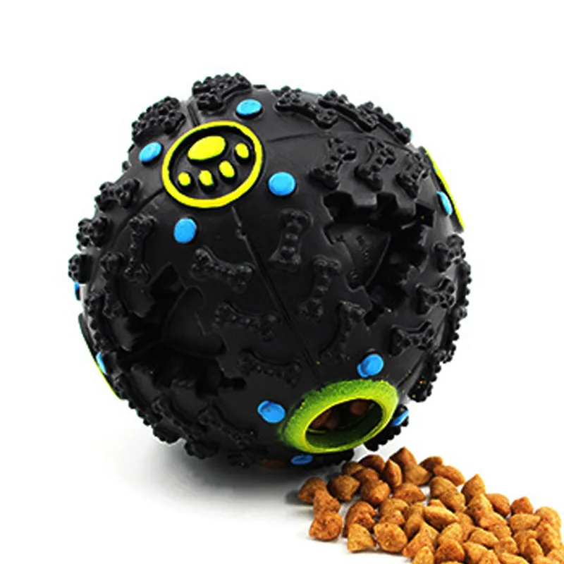 Squeak Pets Rubber Chew Ball Toys Pet Leak Food Containers For Dog Cat