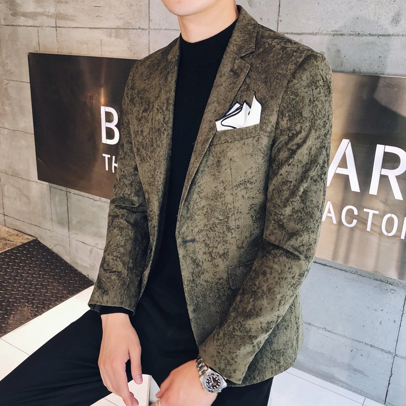 

Corduroy Blazer Men 2019 Autumn Business Casual Blazer Masculino Slim Fit Single Button Mens Blazer Vintage 3xl