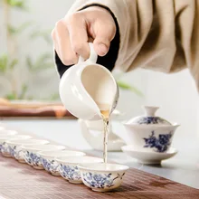 12 шт. керамический чайный Подарочный комплект чайный сервиз Специальная акция синий и белый дорожный чайный сервиз домашний чайный сервиз для отдыха