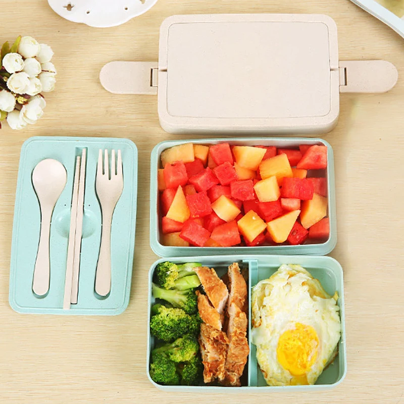 

Healthy Wheat Strawr multi-layer Lunch Box Microwave Leak-proof Dinnerware Food Storage Container Lunchbox