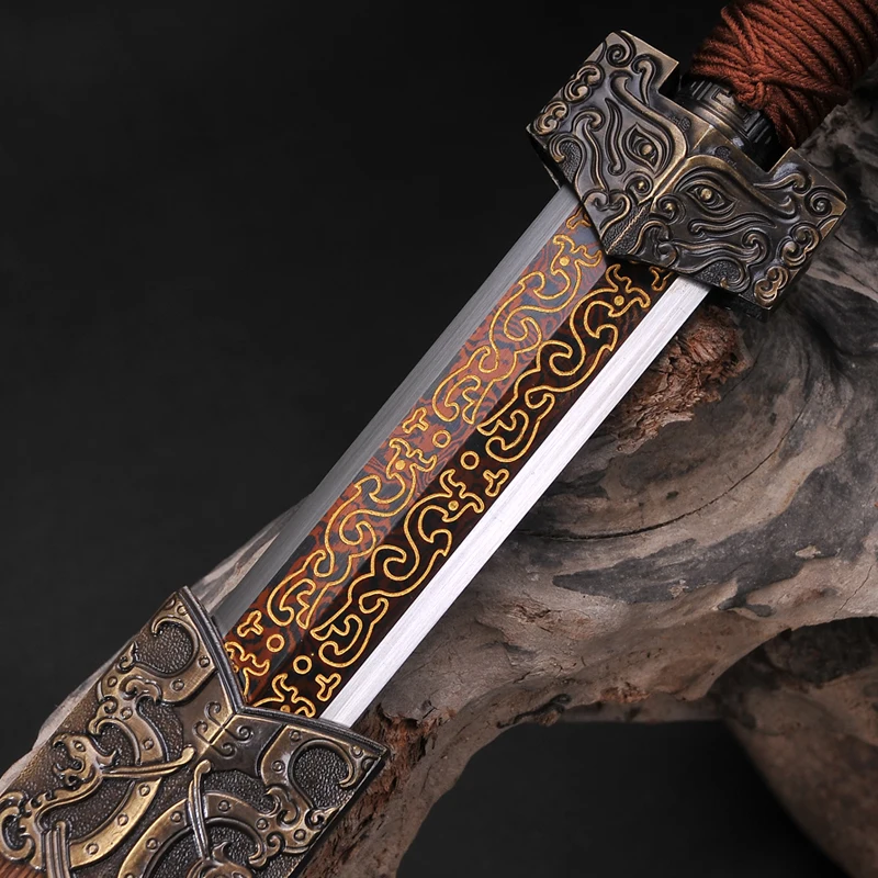 

Red Blade Carving Dragon Chinese Sword Fully Hand-made Damascus Folded Steel Oil Quenched&Hand polished H-quality Sword