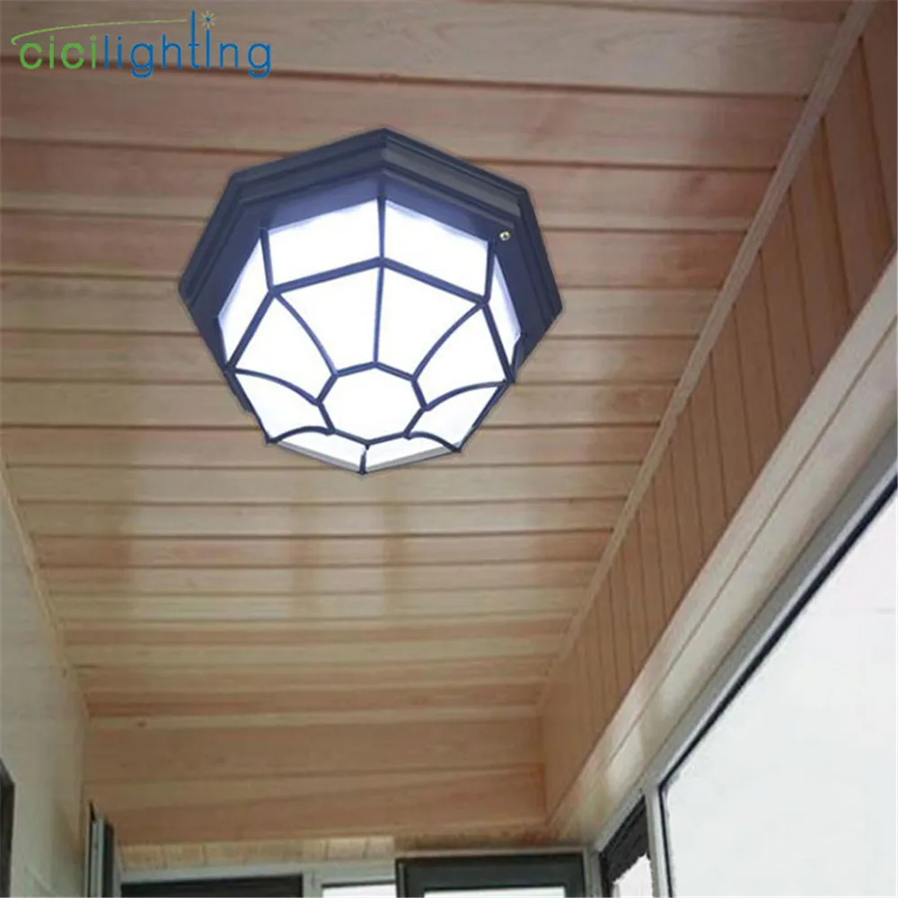 Us 37 99 5 Off Antique Black Bronze Led Outdoor Ceiling Light E27 Or 12w Led Flush Mount Lamp For Outdoor Pathway Walkway Balcony Lighting In