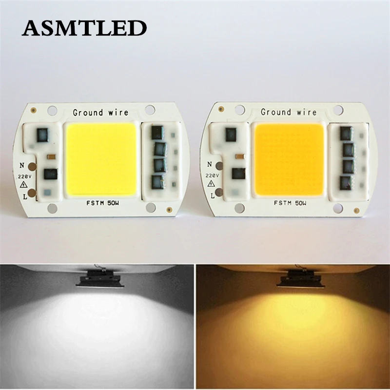 ASMT светодиодный COB чип лампа 20 Вт 30 50 100 150 200 AC 220 В IP65 Smart IC подходит для DIY прожектор