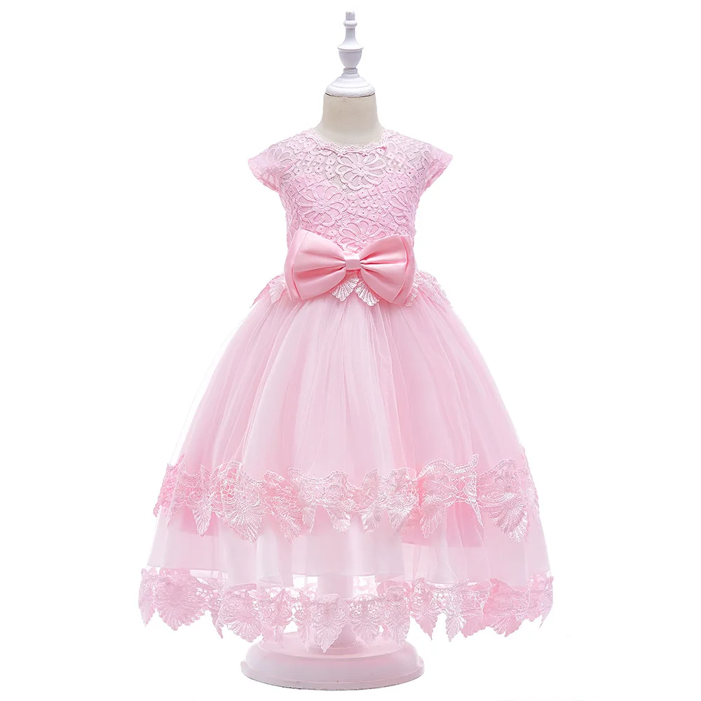 Girls Bow Dress Fancy Flower Long Prom Gowns Teenagers Dresses For Kids Clothes Children Formal Bridesmaid Wedding Party Dress (9)