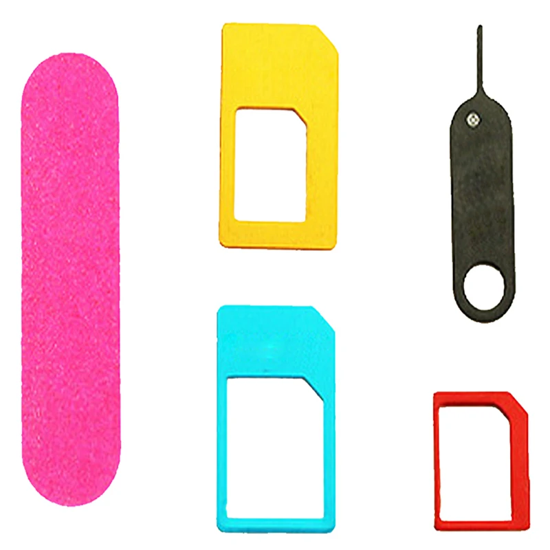 

High Quality Nano SIM Card Adapter Five-in-One Adapter Standard Ordinary SIM Tool Kit for sized smartphones
