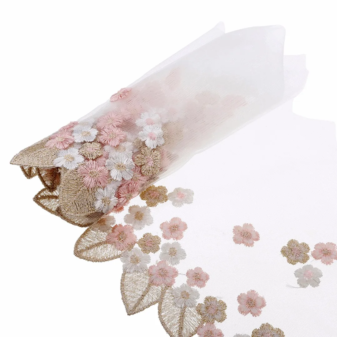 18cm Width Tulle Floral Tulle Lace Cotton For Trim Ribbon Fabric Flower Embroidery Wedding Trim Sewing Supplies