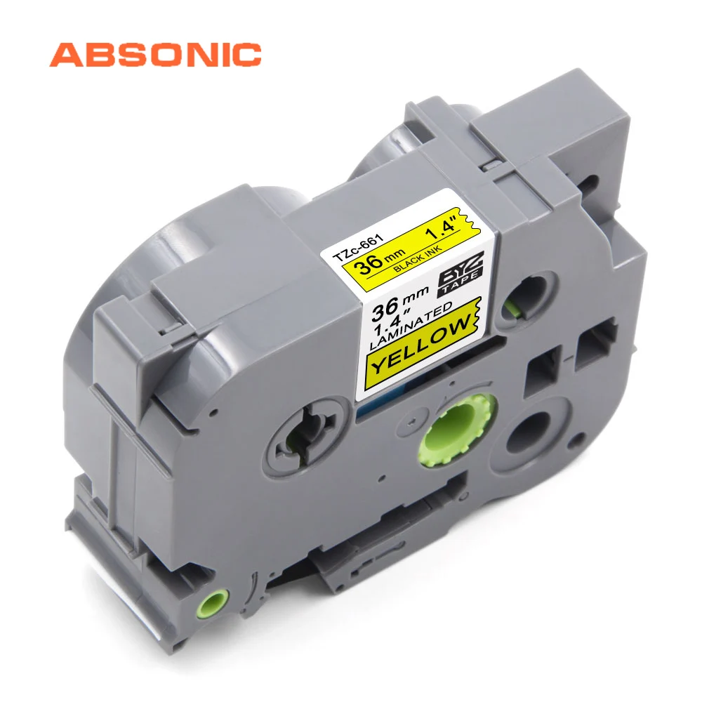 Absonic TZ TZe 661 36 мм ламинированная этикетка лента черный на желтом совместима для принтера Brother P-Touch PT9700PC PT9800PCN