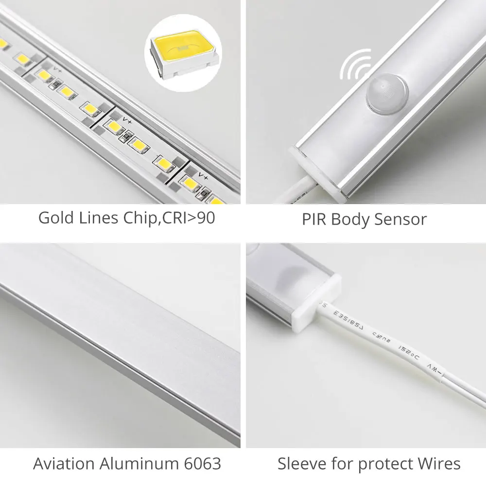 6 Вт/8 Вт/10 Вт светодиодный под кабинет Светильник s, работающего на постоянном токе 12 В в корпус лампы/светильник Сенсор светильник шкаф Спальня Кухня светильник ing движения Сенсор лампы