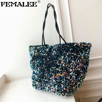 

Trapezoid Sequin Bags Dumpling Shape Totes Women Luxury Korean Shopping Hobos Fashion Lady Handbags Brand Shoulder Crossbody Bag