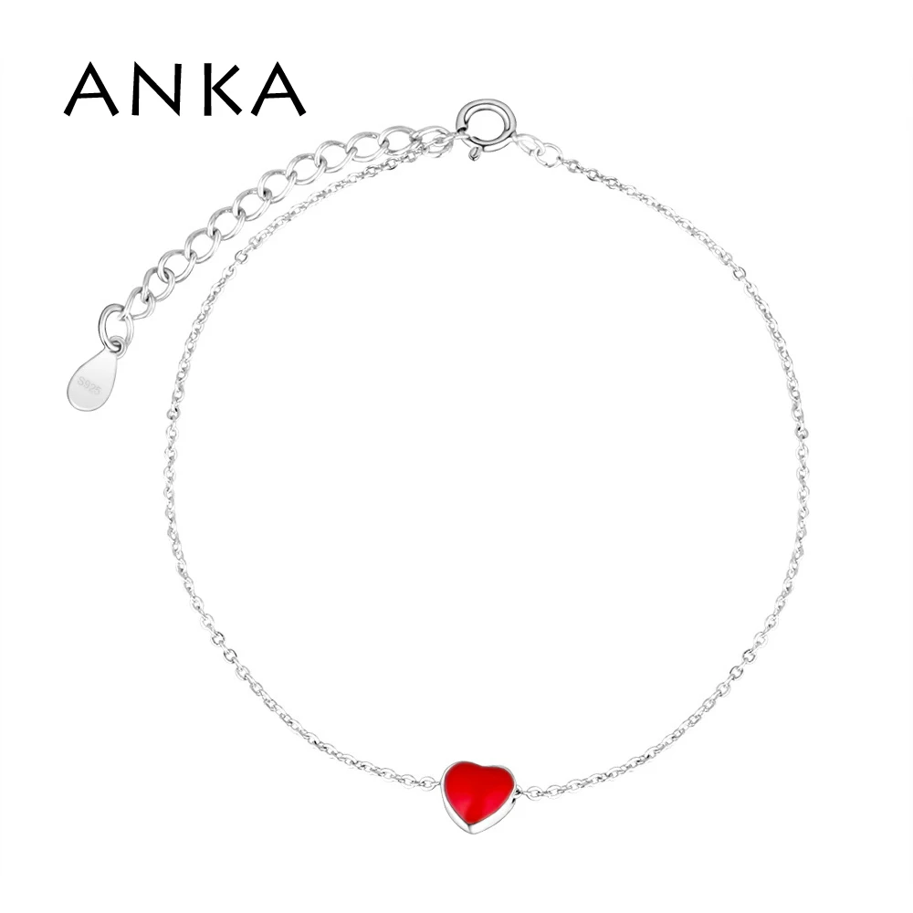 

ANKA Copper Rhodium Plated Jewelry Red Heart Pendant Bracelet Simple Fashion Jewelry For Girl Hight Quality #132908