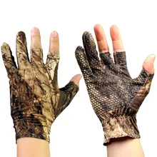 1 пара 3 пальца Cut перчатки рыбалка противоскользящие камуфляж охота на открытом воздухе перчатки для Для мужчин Размеры M, L