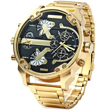 Hommes Montres De Luxe Marque Hommes Militaire Multiple Fuseau horaire Montres Complet Acier Hommes Sport Montre Étanche Relogio Masculino