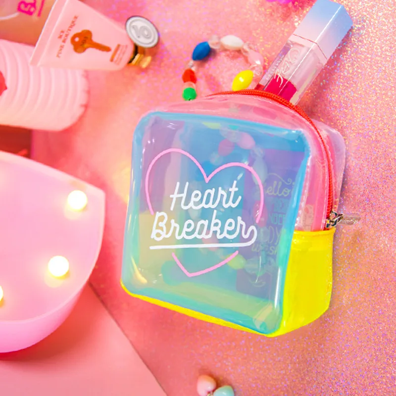 Jelly Cosmetic Bag For Makeup Waterproof Patchwork Travel Wash Case Women PVC Pouch Lucency Travel Toiletry Bag