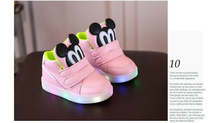 Милые ботинки принцессы для мальчиков и девочек; детская обувь с героями мультфильмов; Повседневная модная светодиодный светильник; детская обувь; Светодиодный кроссовки