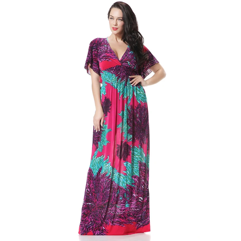 Ethnic Plus Size Maxi Dress From India Style Bohemian Flare Sleeve ...