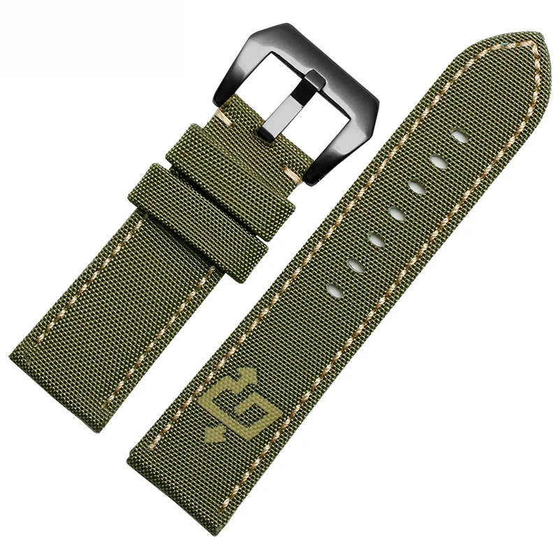High quality Canvas watchband Genuine leathe bottom 20mm 22mm 24mm 26mm for PAM111 441 men watch bracelet | Наручные часы