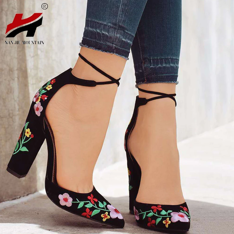 Aliexpress.com : Buy Fashion New High Heels Retro Embroidery Ladies ...