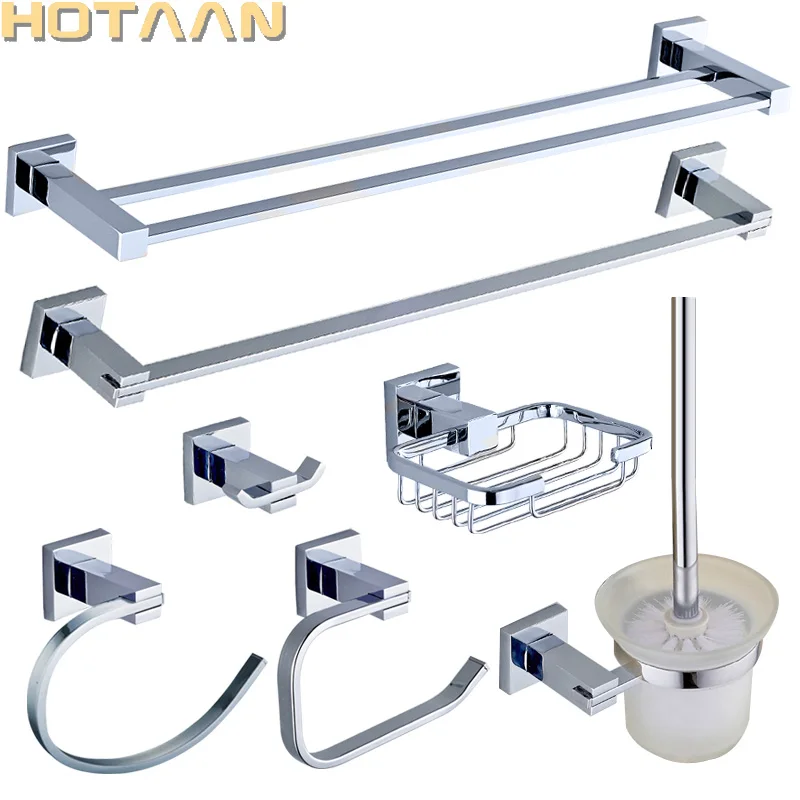Preise Edelstahl Bad Hardware Set Chrom Poliert Zahnbürste Halter Papier Halter Handtuch Bar Bad Zubehör Quadrat Form