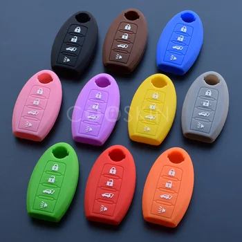 

100pcs/lot Silicon Skin Jacket Cover Holder For Nissan Altima Sentra Qashqai Juke Maxima Remote Smart Key Case 4Button FOB Shell