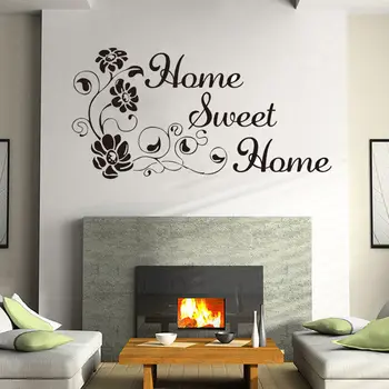 Home Sweet Home Art English Quote Wall Stickers Removable PVC Mural Decal