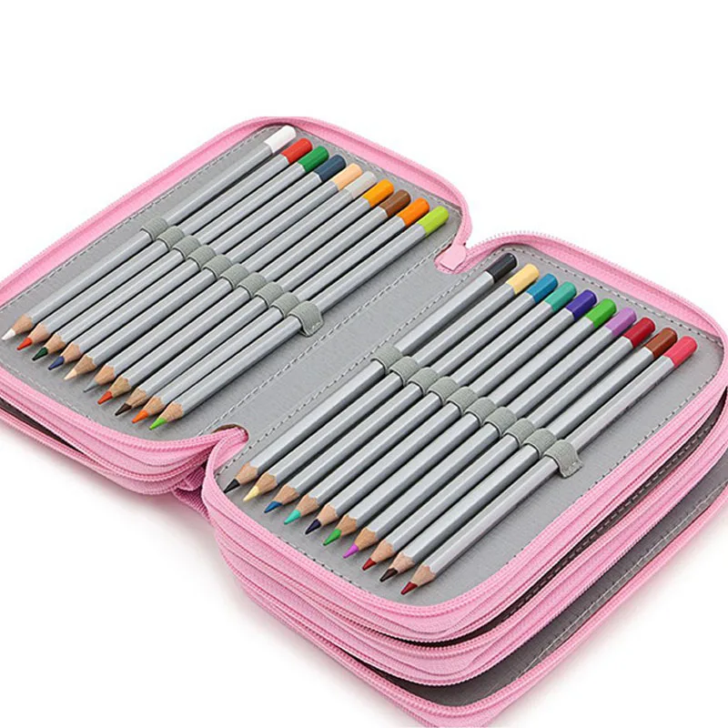 

Multi-functional storage Bag 4 Layers Pencil Box Nylon Solid Color Zipped Shockproof Pen Pouch Bag Makeup Brush Storage Bag TB