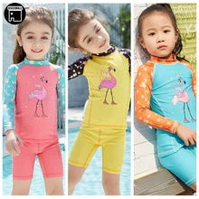 USEEMALL UPF50+ Купальник для девочки детская УФ купальники От 2 до 9 лет с рисунком животных Двойка ванный комплект удобная детская пляжная одежда