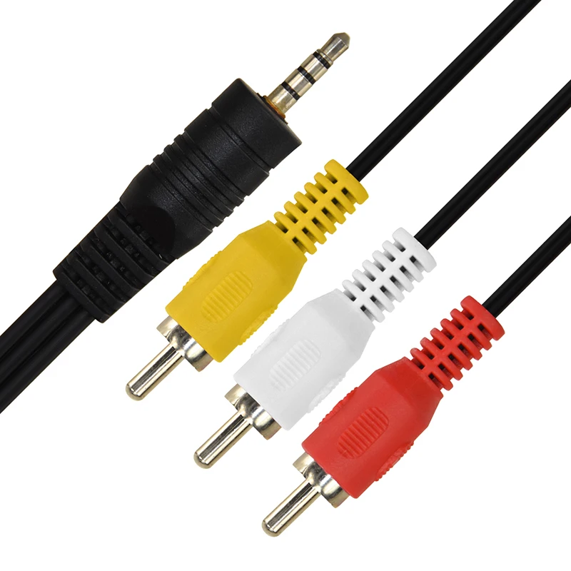 

CABLETIME 3.5mm to 3 RCA AV Cable Angle Stereo 3.5MM 4pole to 3RCA Audio-Video Cable Male for DVD VCR Audio Video Stereo TV N192