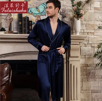 

Silk Stain Sleep Bath Robes Men Full Sleeve Summer Bathrobe 2019 Man Silk Home Wear Sleepwear Night Robe Home Clothing Male