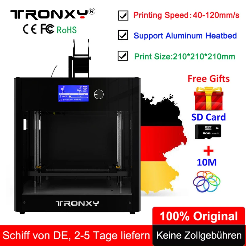 

Newest Tronxy 3D Printer Kit C5 I3 All-metal frame 3.3inch LCD Screen Large Printing Size 210x210x210mm 3D Printer DIY +Heat bed