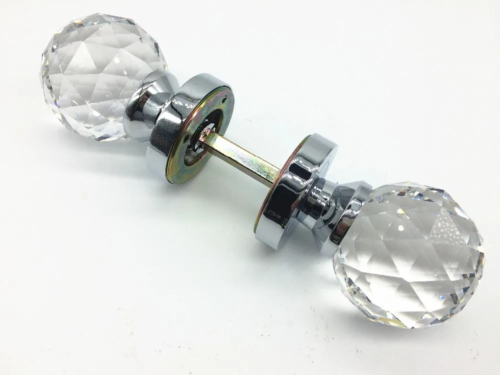 Прозрачный цинковый сплав позолоченный и хромированный Твердый K9 кристалл с бриллиантами двойная большая ручка для двери невидимая дверная ручка 60 мм