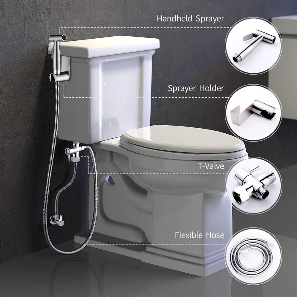 Stainless Steel Handheld Diaper Sprayer Shower Bidet Toilet Bathroom Spray Hose 