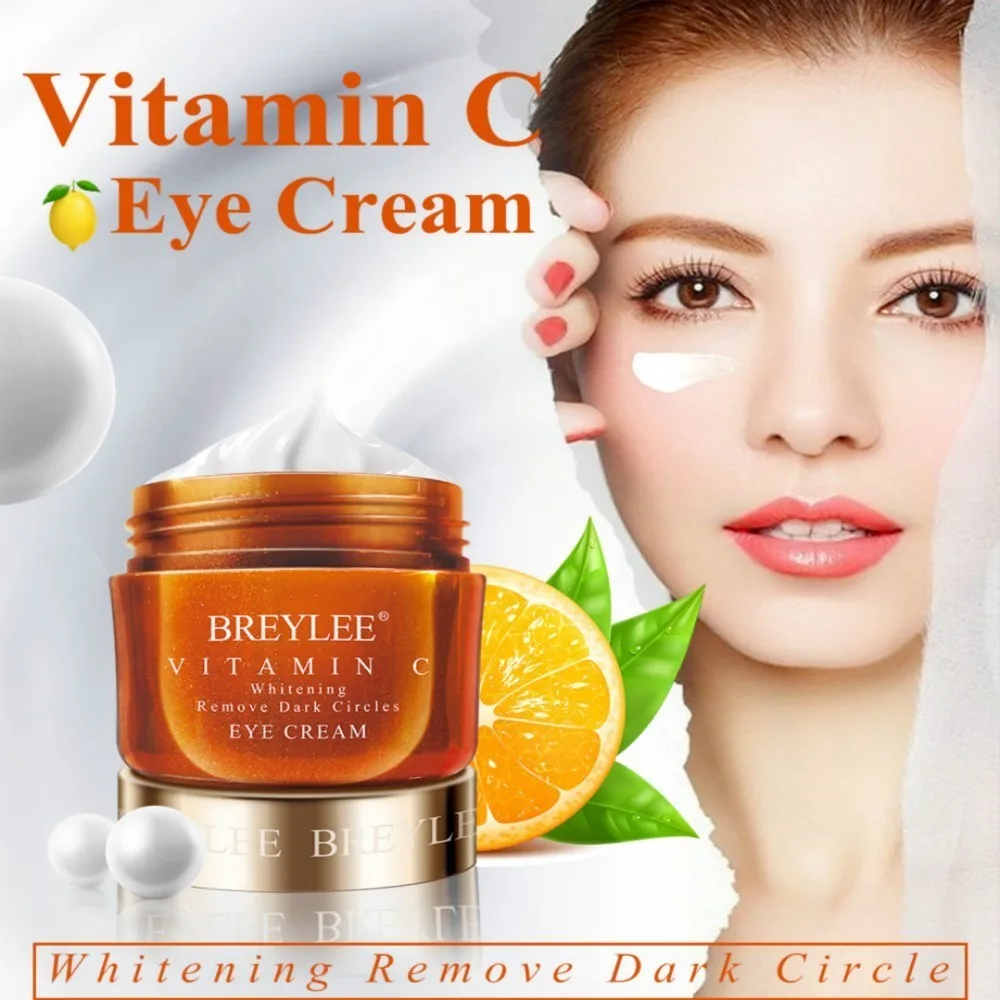 

BREYLEE Vitamin C anti wrinkle Freckle Cream under Eye dark circle Remover ageless Whitening Serum anti aging eyes Skin Care 20g